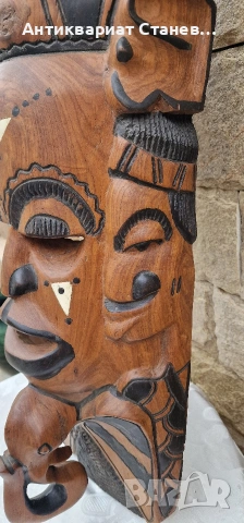 Тежка и масивна маска дялана от цяло дърво, снимка 18 - Декорация за дома - 53341249