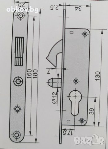 Брава за плъзгащи врати с шип, снимка 2 - Други - 31590864