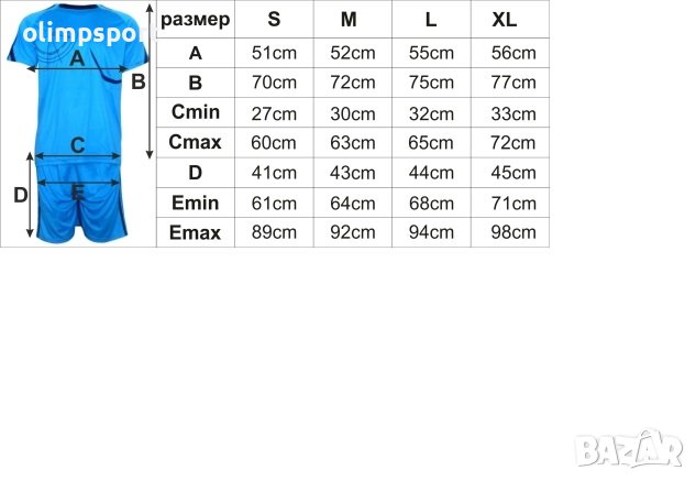 Екип за футбол/ волейбол/ хандбал, фланелка с шорти светло синьо и тъмно синьо. , снимка 2 - Спортни дрехи, екипи - 37570140