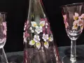 ретро стъклени чаши и гарафа Бохемия Чехословакия , снимка 6