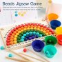 Rainbow wooden clip beads мултифункционална игра с мъфини, топчета и шаблони от дърво , снимка 15