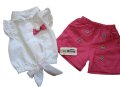 Комплект за момиче от две части в розово и бяло, снимка 1 - Детски комплекти - 37455055