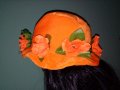 Неоновооранжева шапка с цветя за Хелоуин или карнавал, снимка 7