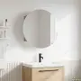 vidaXL Шкаф за баня с кръгло огледало и LED, дъб, 47x47x17,5 см（SKU: 345586）, снимка 2