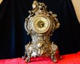 Бронзов механичен каминен часовник,барок. , снимка 1 - Антикварни и старинни предмети - 31446709