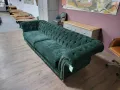 Голям зелен диван от плат Честърфийлд - четворка, снимка 11