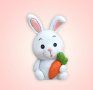 3D Заек зайче държи морков цилиндър силиконов молд форма фондан шоколад гипс смола свещ, снимка 1 - Форми - 40085905