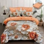 Флорален спален комплект с ластик 100% памук 200x230 / 180x200, снимка 3