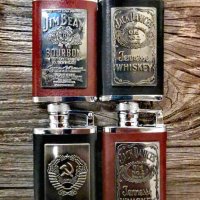 Газови ветроустойчиви запалки с кожена обвивка и емблеми на Jack Daniels, Jim Beam,CCCP, снимка 5 - Запалки - 34523282