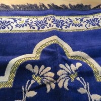 турско молитвено килимче, килимче за молитва за Намаз тъмносин фон с красиви флорални мотиви, снимка 3 - Антикварни и старинни предмети - 38235626