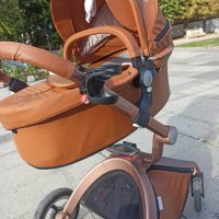 Бебешка количка Hot Mom, Модел 2 в 1, Еко кожа, Кафяв цвят, снимка 2 - Детски колички - 44443318