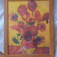 Картина с рамка.Слънчогледите на Ван Гог.ангог., снимка 2 - Картини - 37403491