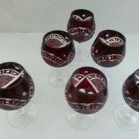 Кристални чаши цветен червен  кристал, снимка 4 - Антикварни и старинни предмети - 31092441