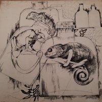 Картина Ина Тъмнева Хамелеони гущери рисунка туш 1983г., снимка 1 - Картини - 34134310