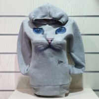 Нов дамски суичър с 3D принт сива Котка със сини очи, снимка 12 - Суичъри - 27502878