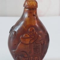 Старо китайско шишенце за емфие/червен кехлибар 18- 19век Cherry Amber Snuff Bottle , снимка 15 - Антикварни и старинни предмети - 40227487