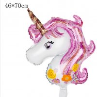 Еднорог Unicorn розова грива глава фолио фолиев балон хелий или въздух парти рожден ден, снимка 1 - Други - 34206396