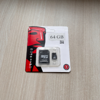 Продавам нова карта памет micro SD 64 GB + адаптер, снимка 1 - Карти памет - 44736133