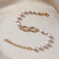 Нежни обеци с перли и гривна, снимка 3 - Бижутерийни комплекти - 44776357