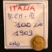  Златна монета Италия Виторио Емануеле 1903г, снимка 3 - Нумизматика и бонистика - 44687574