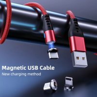 Магнитен кабел за зареждане на телефони type c и micro USB .2 метра , цена 8 лв, снимка 2 - USB кабели - 36793161