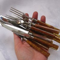 6 бр нож и 5 бр вилица солинген с дръжка цвят кехлибар, снимка 11 - Други стоки за дома - 30718145