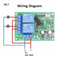 Реле с дистанционно управление 220V модул 2 безжични релета контрол 433mhz радиокоманда, снимка 10 - Друга електроника - 35264112