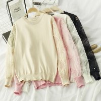 дамска блуза с дантелени ръкави, снимка 3 - Блузи с дълъг ръкав и пуловери - 35130342
