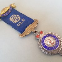 Сребърен 1920 емайл Медал Орден Масонски Англия Бирмингам, снимка 2 - Антикварни и старинни предмети - 42484556