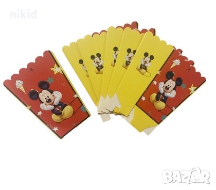 Мики Маус червено жълта Парти кутия за дребни лакомства пуканки и др, снимка 1
