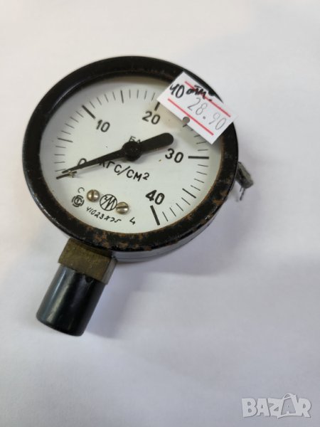 Манометър Ф.60 - 0 - 40 атм., снимка 1