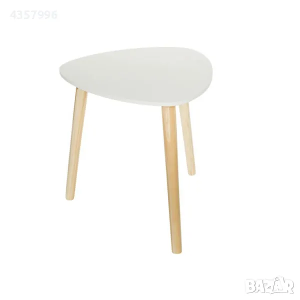  Декоративна помощна маса, Триъгълна, Бяла, 38,5х38,5х39, снимка 1