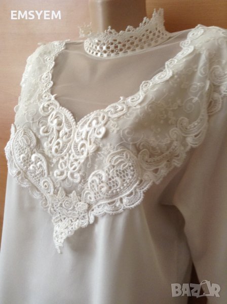 копринена блуза екрю , снимка 1