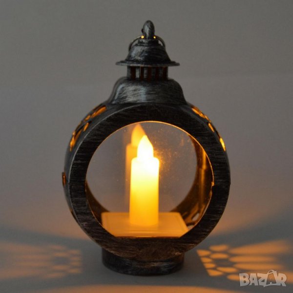Декоративна светеща фигура - ретро фенер със свещ, снимка 1