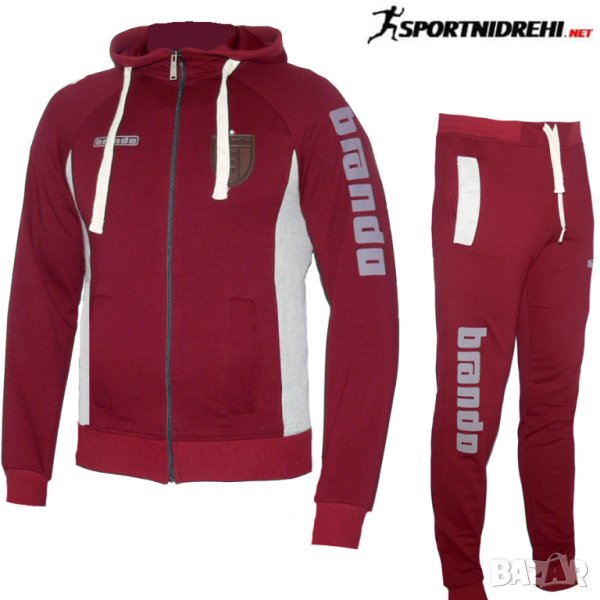 Спортен екип BRANDO, бордо, памук и ликра, с качулка, снимка 1