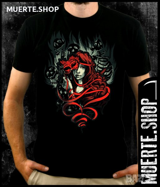 Черна тениска с щампа RED WITCH, снимка 1