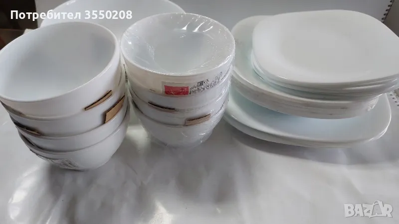 Нови чинии квадратни опал, купа, купички, снимка 1