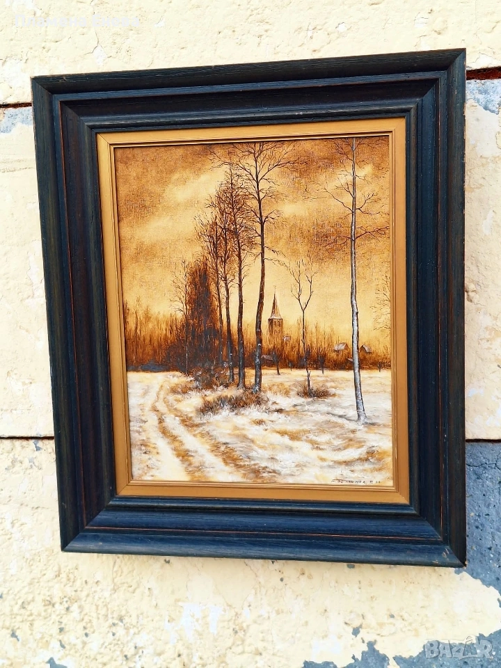 Зимен пейзаж-авторска картина , снимка 1