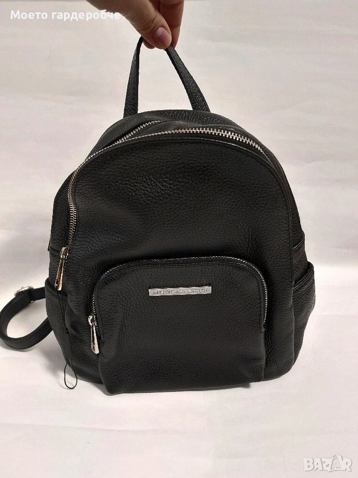 Дамска черна раница естествена кожа, снимка 1