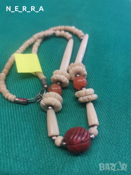 Старинен гердан от слонова кост и естествени камъъни, снимка 1