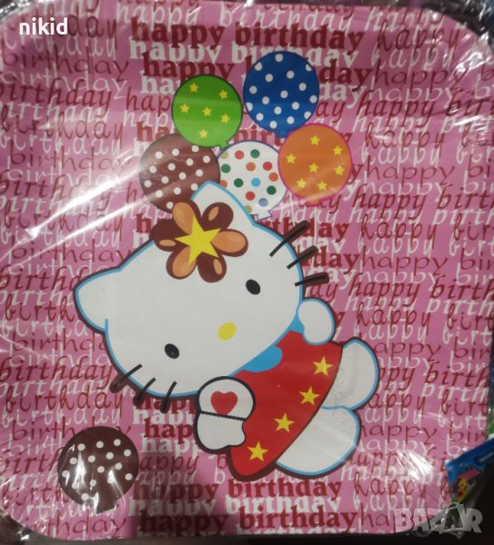 Hello Kitty Коте Кити квадратни 10 бр парти чинии чинийки, снимка 1