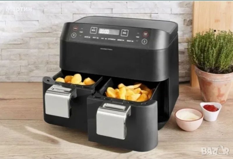 Фритюрник с горещ въздух MAXXMEE двойна Кошница,7,6литра 2400W черен/, снимка 1