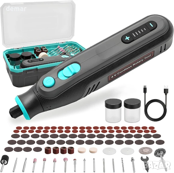 BlueMars 4V безжичен ротационен мултифункционален инструмент, 5 скорости, 101 аксесоара, снимка 1