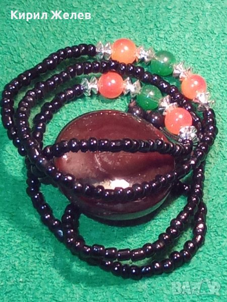 ПРЕКРАСНО МЪНИСТЕНО КОЛИЕ с МЕДАЛЬОН ЕСТЕСТВЕН КАРНЕОЛ 74581, снимка 1