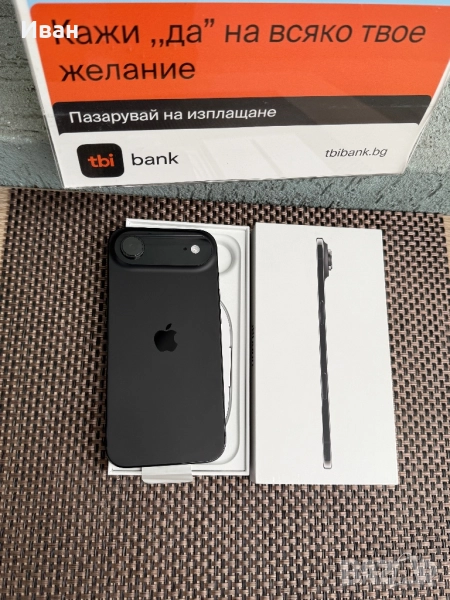 НОВ!! ЛИЗИНГ 80лв/м•iPhone 17 AIR 256 BLACK* айфон 17 AIR 256 BLACK, снимка 1