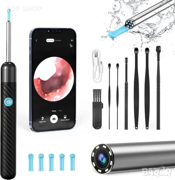 Комплект за премахване на ушна кал, Hpavxlr 1080P безжичен с камера, 3,5 мм ендоскоп за уши, WiFi, снимка 1