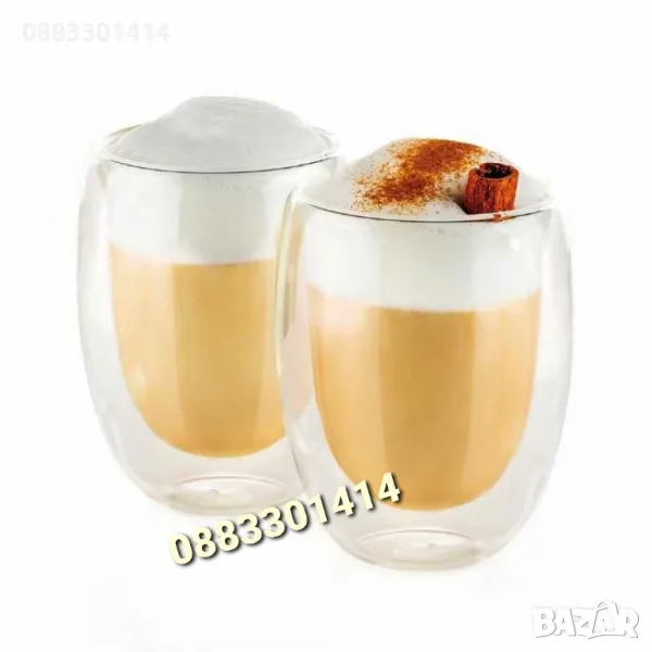 Комплект 2 броя Чаша за капучино Лате Двойно дъно , снимка 1