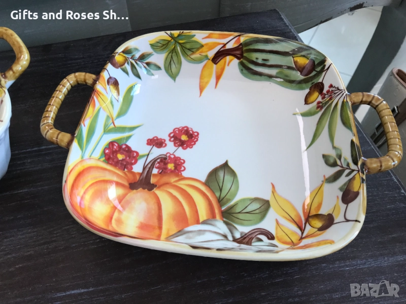 Купи с различни размери - фина керамика с тикви, снимка 1