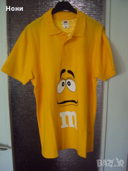 Жълта тениска със закачливо лого на М и М, снимка 1