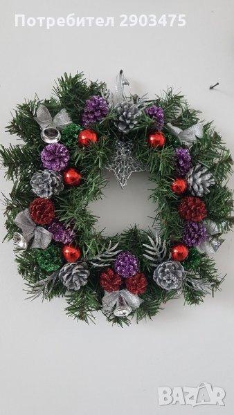 Цветен коледен венец, снимка 1